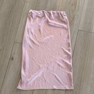 Ripe Maternity Pink Satin Midi Skirt Elastic Waist Blush Slip Skirt Womens Small